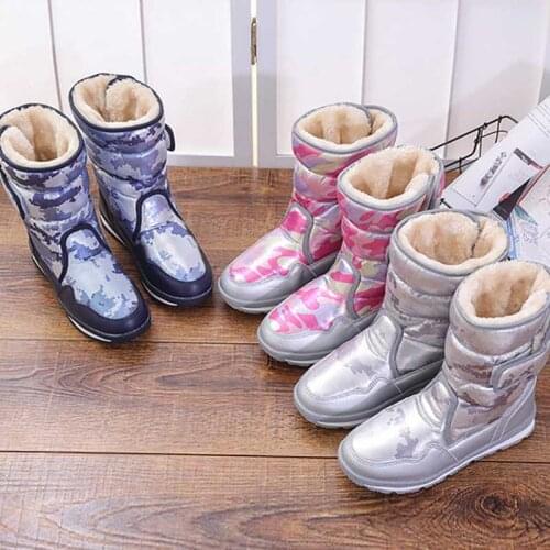 Winter Girl Snow Boots Outdoor Thickened Ski Shoes Non-Slip Boys Warm Children Shoes Waterproof Adult Ski Shoes