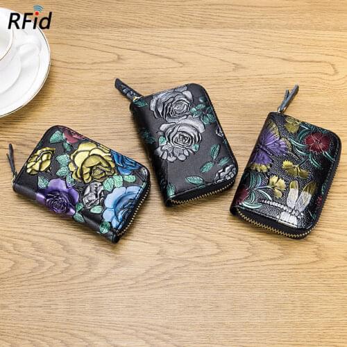 1 Piece Genuine Leather Women Credit Card Holder Fashion Zipper Card Holder Rfid Wallet Driver License Bag Wallet Case