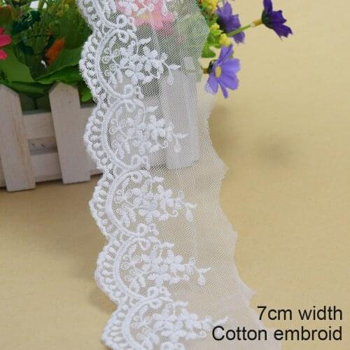 10yards 7cm width embroid sewing ribbon guipure lace trim or fabric diy craft supply wedding Accessories free shipping#2875