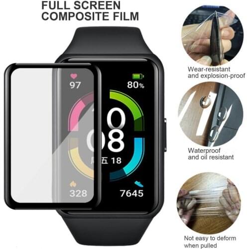 2pcs 3D Protective Film for Honor Smart Bracelet 6 Curved Surface Bending Composite Full Edge HD Glass Bracelet Screen Film
