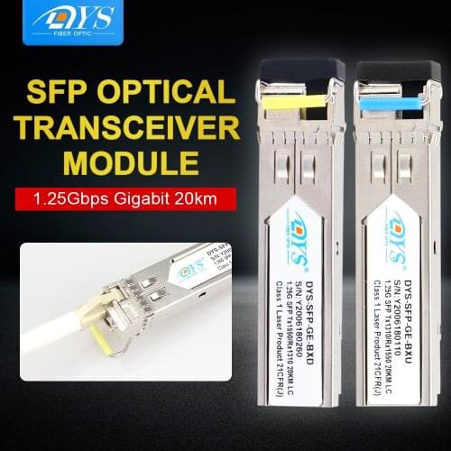 5pairs Gigabit LC SFP Module Mini DDM BiDi 1310/1550nm 20KM Single Fiber Tranceiver Modules