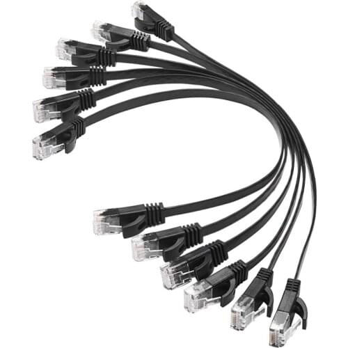 6 Pcs 1 Ft Flat Internet Network Cable Solid Cat6 High Speed Patch Lan Wire With Snagless Rj45 Connectors