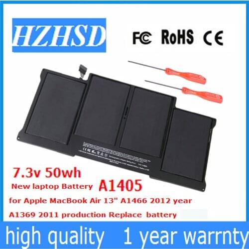 7.3v 50wh New Original A1405 laptop Battery for Apple MacBook Air 13" A1466 2012 year A1369 2011 year MC965 MC966 MC965