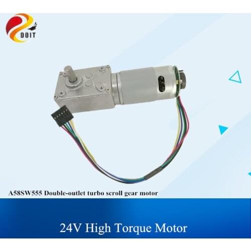 A58SW555 Double-Outlet Turbine Scroll Gear Motor with Encoder,24V 330RPM Forward and Reverse High Torque DC Motor