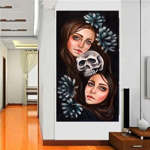 ARMYQZ 5D DIY Diamond Embroidery Skull head woman face abstract flower Picture Of Rhinestones Diamond Painting Cross Stitch