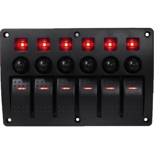 Car Boat Rocker Switch Panel 12v Marine 6 Gang Vehicle Truck Auto Panel Switch Waterproof With Stickers