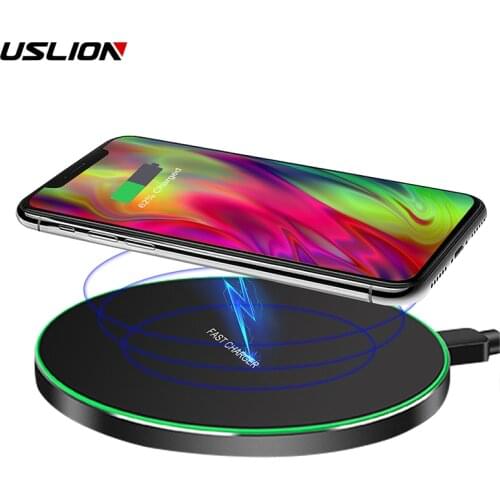 USLION 10W Qi Wireless Charger for iPhone 11 12 X XR XS Max 8 Fast Charging Induction for Samsung Xiaomi Huawei Phone Charger