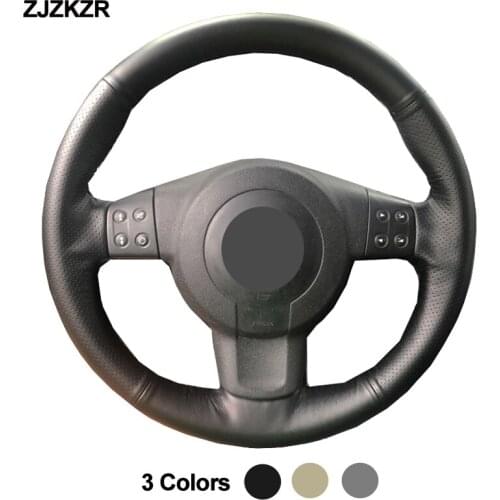 Hand Sew Car Steering-Wheel Cover Black Beige Gray Braid Wrap For Seat Leon MK2 1P Ibiza 6L Altea XL Toledo 2005 2006 2007 2008