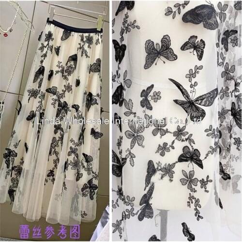 Black Stereo Butterfly Hand Sewn decorative Fabric,120cm*100cm/pcs