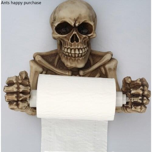 Resin Skeleton Paper Towel Holder Paper Towel Storage Rack Wall Hanging Skeleton Tissue Box Telescopic Rod Paper Towel Stand