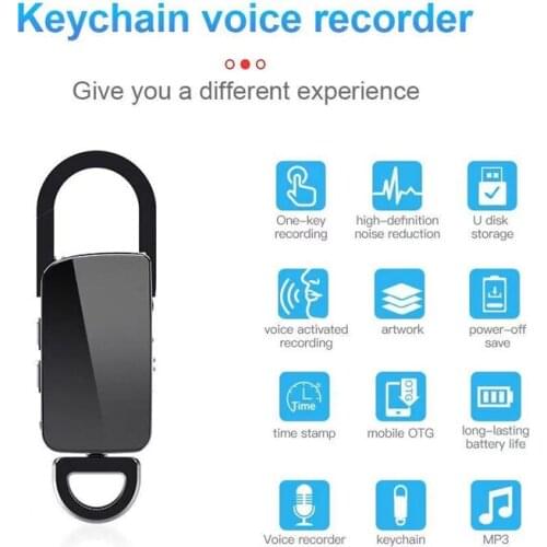 Voice Recorder Keychain Encrypted Recording Hifi Broadcast Mp4 Ai Intelligent Noise Reduction Control Voice Activated Listening