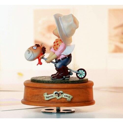 Denim rotating decorations music box puppy love music box birthday gift for little boy