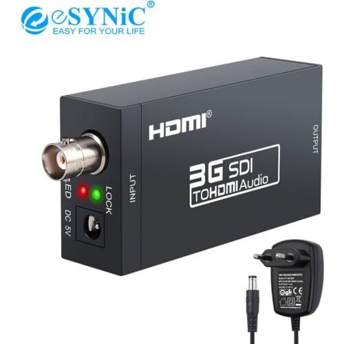 ESYNiC SDI TO HDMI Converter Adapter SDI to HDTV Audio Converter for HD-SDI & 3G-SDI Signal Support SDI Full HD 1080P for HD TV
