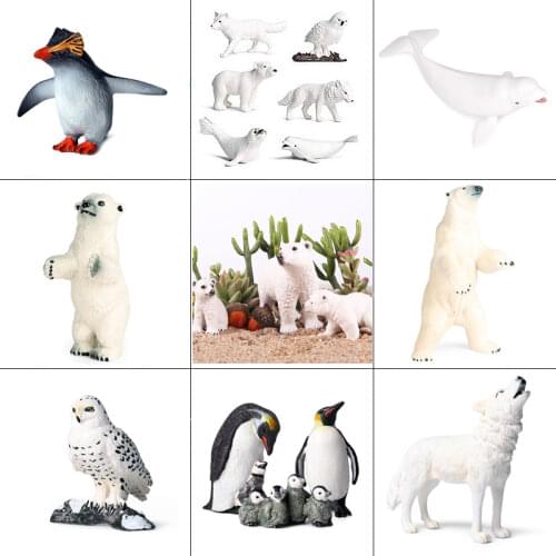 Cute White Animal Figurine Simulation Polar Bear Penguin Arctic Fox Model Action Figures Educational Cognitive Toys for Children