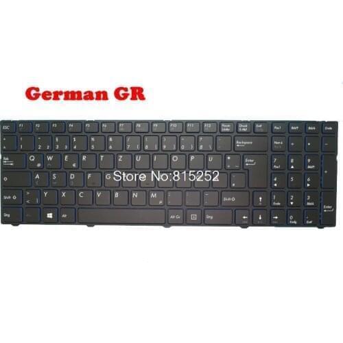 Laptop Keyboard For MEDION AKOYA P7645 MD60284 MD60328 MD60437 MD60438 MD60610 MD60636 Black With Frame German GR Blue edge