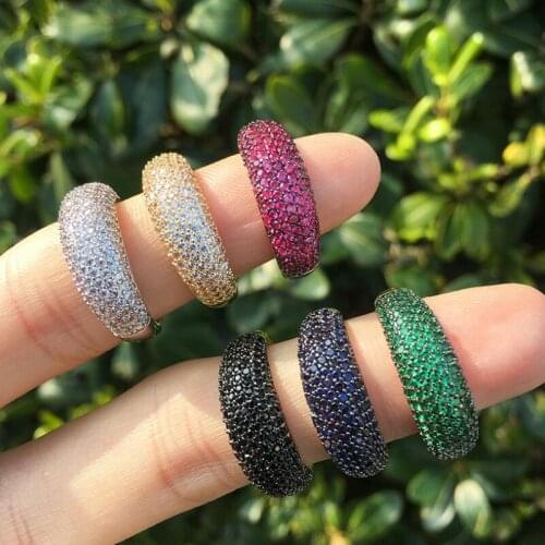 Micro Cubic Zircon Rings For Women Gold Color Rainbow Female Daily Wear Stylish Colorful Rings Anniversary Girl Gift Jewelry