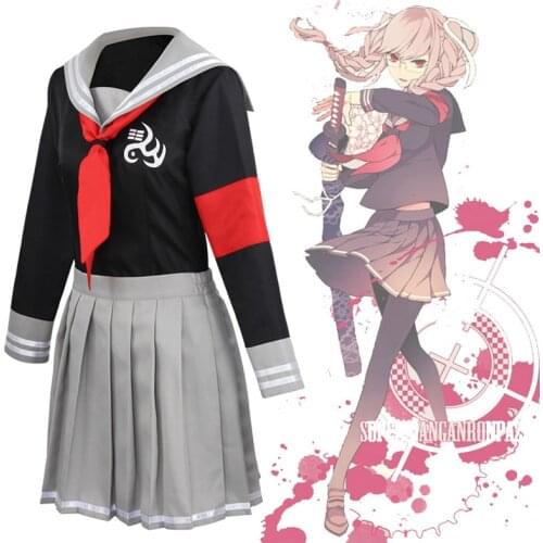 Peko Pekoyama Cosplay Anime Danganronpa V3 Goodbye despair College Peko Pekoyama Black Sailor suit Pleated skirt tie Socks wigs