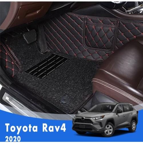 LHD Luxury Double layer Wire loop Carpets Car Floor Mats For Toyota Rav4 2020 Auto Accessory Kits Protect Foot Pedals Styling