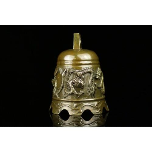 M SIZE -HOME courtyard TOP efficacious Talisman # Exorcisms town curtilage Good luck Bronze dragon bell FENG SHUI Brass statue