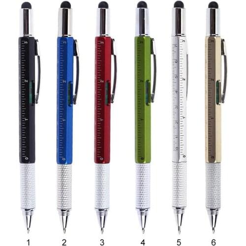 Multifunctional Screwdriver Blue Ink Ballpoint Pen Level Ruler Ball Pen