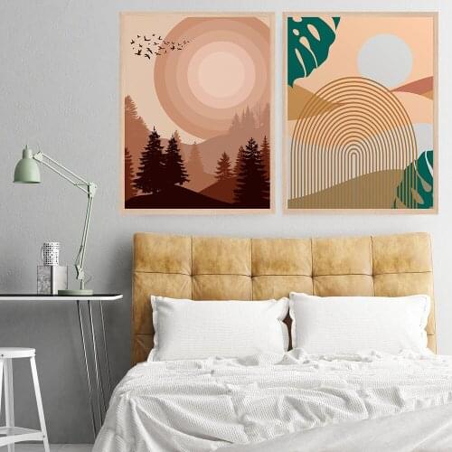 Spring And Seasons Landscape Modern Minimalist Artwork Room Art Prints Set Of 2 Print Typography Painting No Frame Pictures