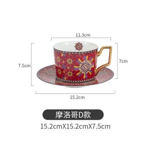 Colorful Bone Porcelain Afternoon Tea Cup And Saucer Set Ceramic Coffee Cup With saucer Stainless Spoon 200ml Home Drinkware