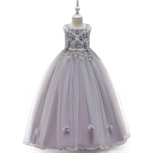 2020 new girls princess dress girl flower beaded bridesmaid dress costume Girl Boutique Party Wear Elegant Frocks