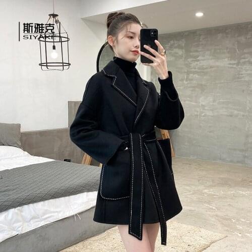 Autumn and Winter 2021 New Small Double Faced Cashmere Coat Womens Short Slim High Hepburn Tweed Coat