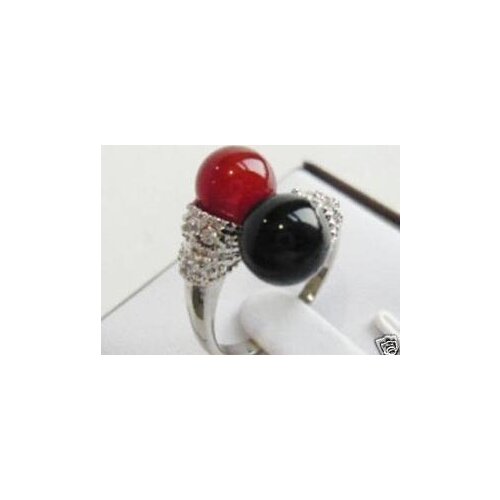 Wholesale charming 8mm black red Natural jade ring size 7.8,9