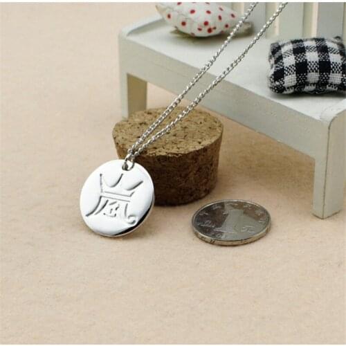 Japan Group Logo Necklace Women Silver Color Chinese Character Coin Pendant Jewelry Collares