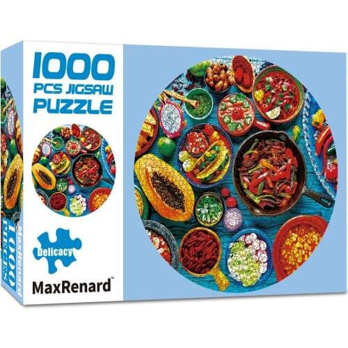 MaxRenard 70*70cm Jigsaw Puzzles 1000 Pieces for Adults Paper Assembling Delicacy Round Shape Creative Puzzles for Adults Games