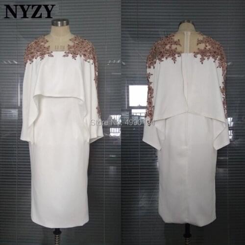 NYZY M149 Real Cap Sleeve Wedding Party Dress Guest Wear formal dress Brown Off White Mother of the Bride Groom Dresses Elegant