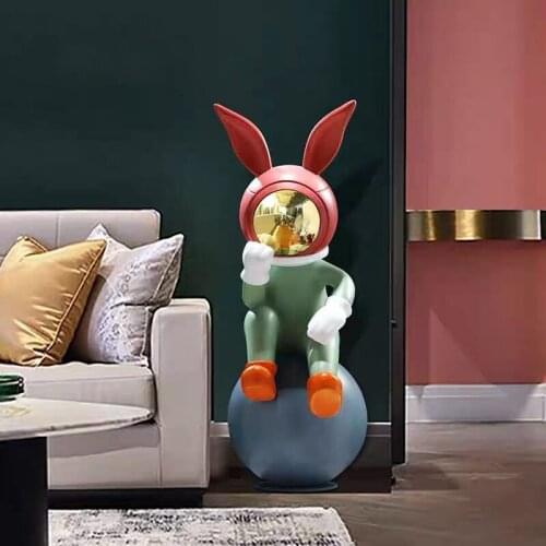 Home Decor Resin Figurines Interior Ornaments Large Landing Living Room Decoration Light Luxury Cartoon Rabbit Housewarming Gift