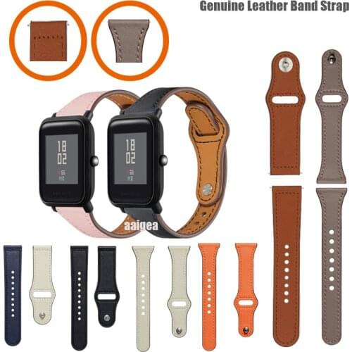 20mm 22mm Strap Genuine Leather Band For Huami Amazfit Bip Lite Bip S U /GTR 42mm /Neo/GTS Smart Watch Accessories