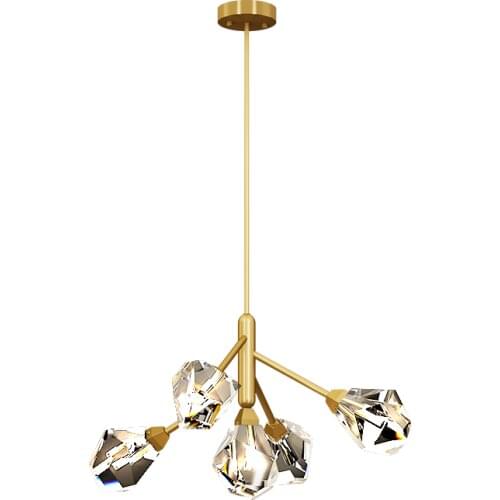 Postmodern Luxury Crystal Chandelier Pendant Lamp Dining Room Bar Restaurant Copper Hanging Lights Home Decor Lighting Dimmable