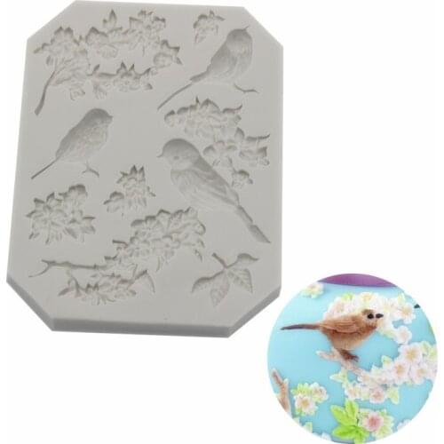 Fondant Silicone Mold Magpie Bird Rose Shape Epoxy Clay Tool 15-439