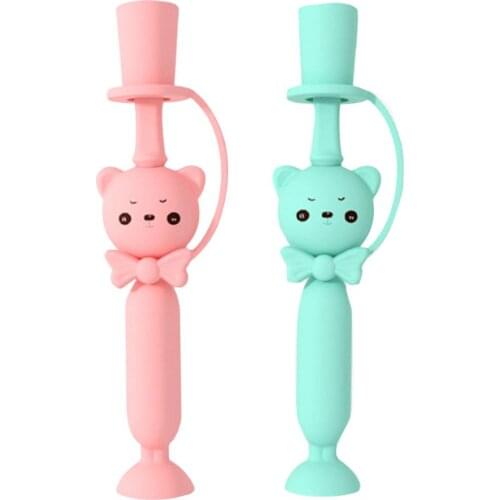 Bear Baby Toothbrush Training Baby 0-2-3 Years Old Cartoon Silicone Toothbrush For Children Deciduous Teeth Toothbrush