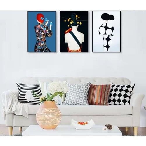 Modern Minimalist Bedroom Bedside Decorative Painting Creative Personality Living Room Beauty Mural Background Wall Prints