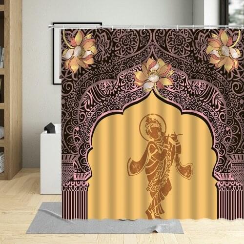 Vintage Shower Curtain India Greece Ethnic Culture Art Ancient Egyptian Pattern Bathroom Bathtub Curtains Sets Wall Decoration