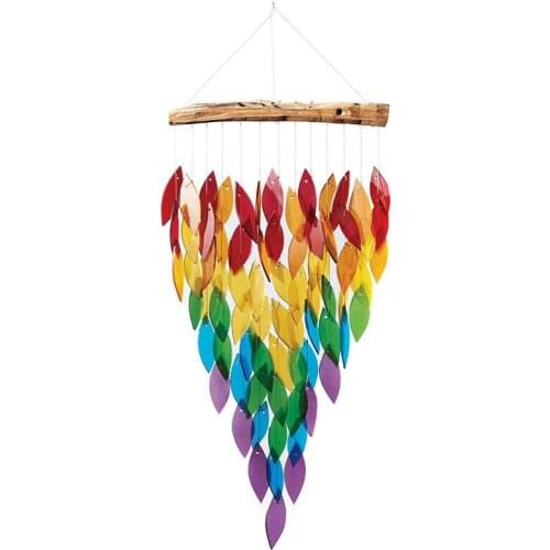 Windchime Rainbow Waterfall Chime Plastic Leaves Hanging Windchime Home Garden Backyard Decor Garden Gardening Wind Chimes