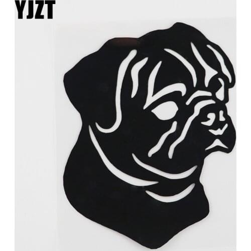 YJZT 11.1CMX14.4CM Cartoon Pug Dog Decor Car Sticker Vinyl Decal Black/Silver 8A-0040