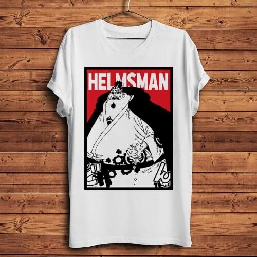 Helmsman Jinbe funny anime t shirt men new white short sleeve homme casual tshirt unisex ONE Pirate ACGN streetwear tee