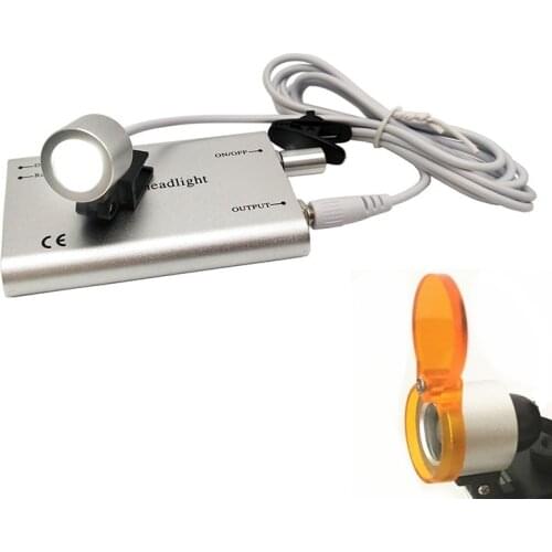 Clip Medical Headlamp 3W LED Head Light Dental Surgical Medical Headlight with Filter Rechargeable Battery for Loupe