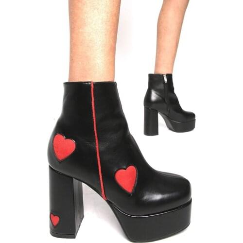2021 New Female Chelsea Boots Zip Heart-Shaped Super High Heel Ankle Boots Platform Sexy Summer Women Shoes Cosy Large Size 43