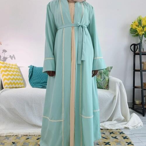 Fashion Muslim Opened Abaya Silky Longer Muslim Robes Fashion Hijab Dress Islam Maxi Dress Womens Fashion Vestidos Robes F2631