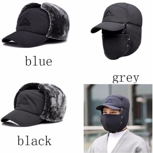 Winter Fur Warm Windproof Hat Men Women Lei Feng Cap Bomber Faux Fur Ear Flap Cap Black Ski Trooper Trapper Cold Anti-snow Cap