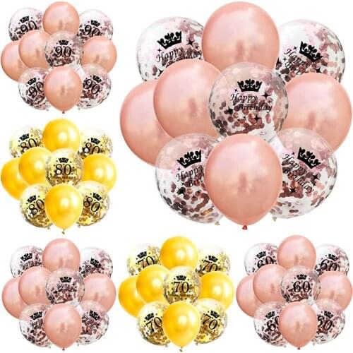 ZLJQ 18 30 40 50 Rose Gold Birthay Party Decoration Wedding Decoration 12Inch Confetti Birthday Balloon Supplies 10Pcs Kit
