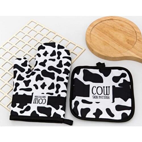 1 Set Heat Insulation Anti-scalding Kitchen Glove Anti-slid Cooking Glove Practical More Thicken Anti-scalding Pad for Home Gift