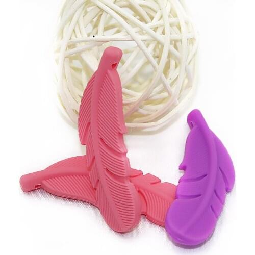 Cute-Idea 10PCs Silicone Teether Feather Beads Accessories Teething Handmade Toys For Infant Newborn Gift Baby Teether