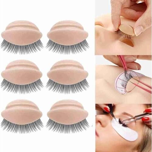 3Pairs Training Mannequin Head False Eyelash Extension Practice Head Model Replacement Silicone Removable Eyelids Makeup Tools